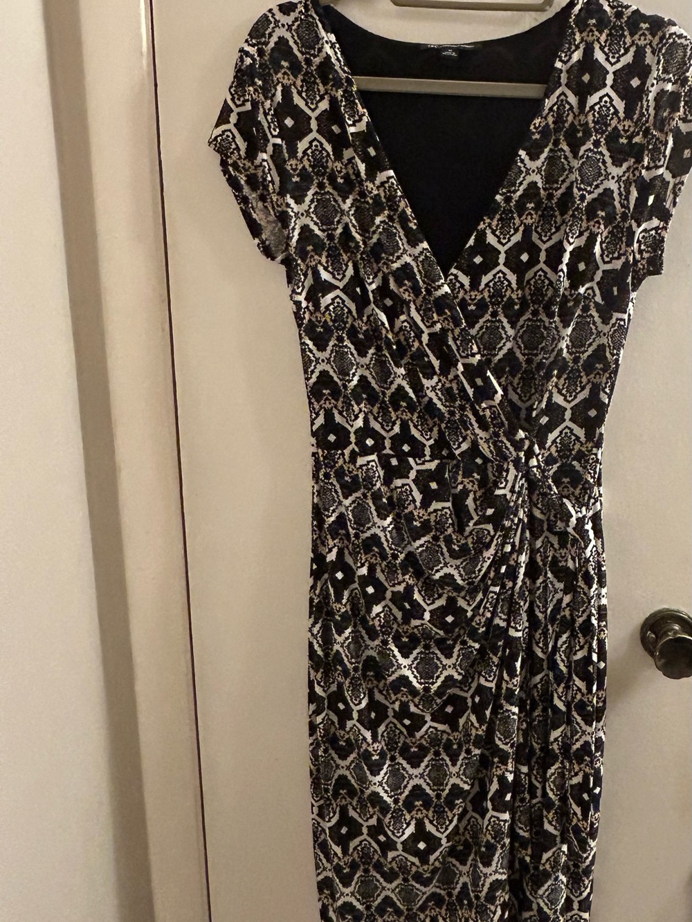 INC. Black, White and brown Printed Wrap Dress
